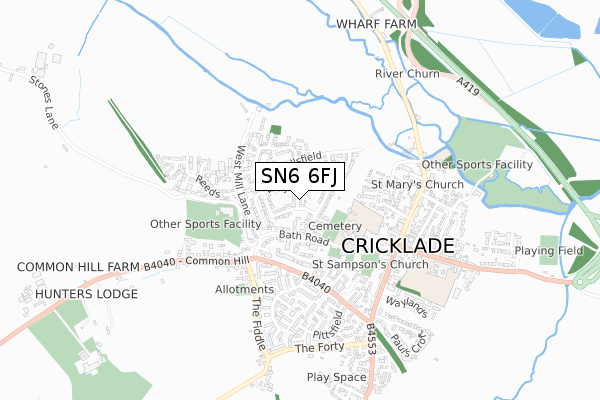 SN6 6FJ map - small scale - OS Open Zoomstack (Ordnance Survey) SN6 6FJ map - small scale - OS Open Zoomstack (Ordnance Survey)