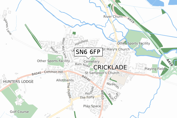 SN6 6FP map - small scale - OS Open Zoomstack (Ordnance Survey)