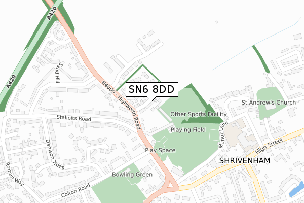SN6 8DD map - large scale - OS Open Zoomstack (Ordnance Survey)