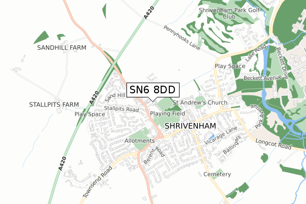 SN6 8DD map - small scale - OS Open Zoomstack (Ordnance Survey)