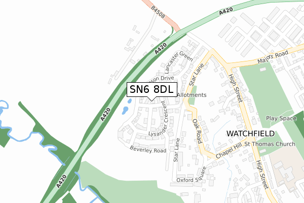 SN6 8DL map - large scale - OS Open Zoomstack (Ordnance Survey)