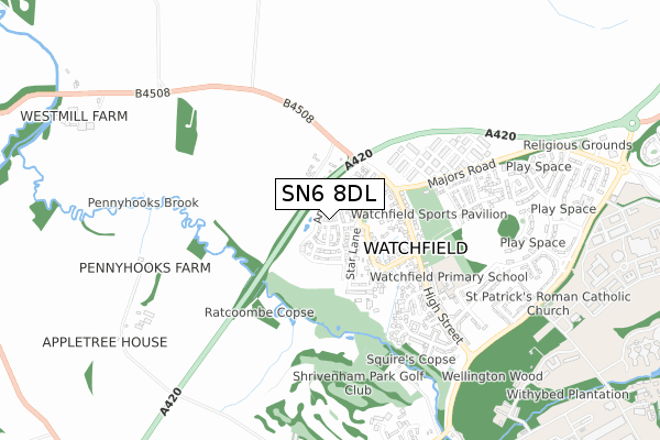 SN6 8DL map - small scale - OS Open Zoomstack (Ordnance Survey) SN6 8DL map - small scale - OS Open Zoomstack (Ordnance Survey)