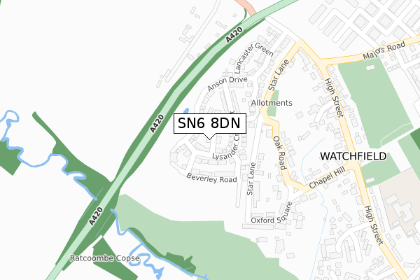SN6 8DN map - large scale - OS Open Zoomstack (Ordnance Survey)