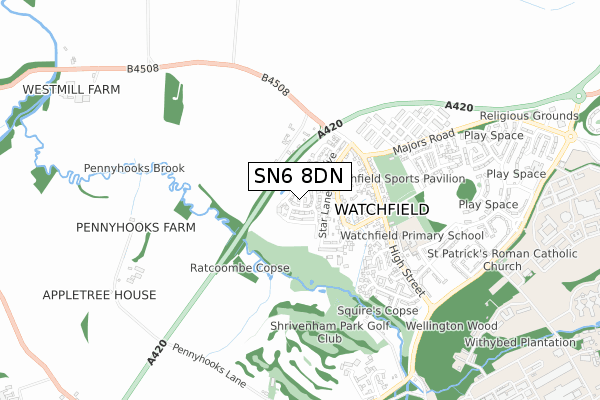 SN6 8DN map - small scale - OS Open Zoomstack (Ordnance Survey)