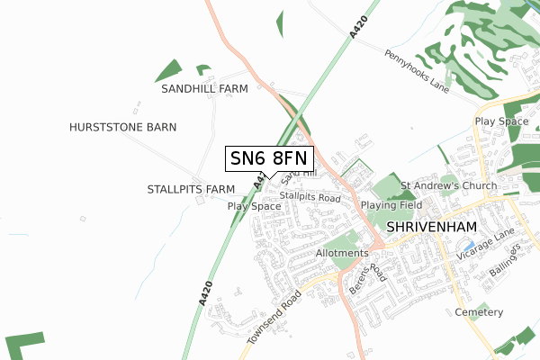 SN6 8FN map - small scale - OS Open Zoomstack (Ordnance Survey)