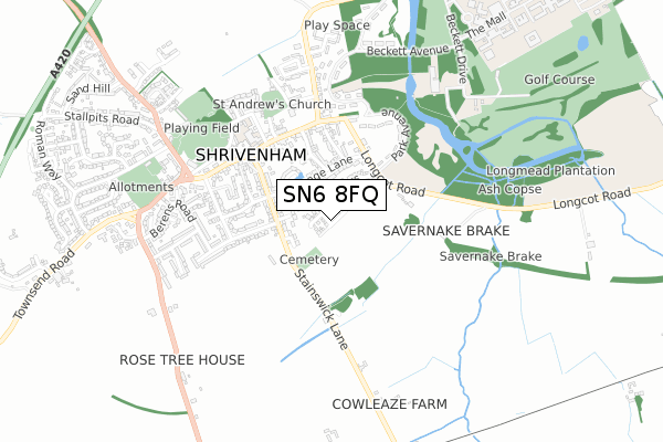 SN6 8FQ map - small scale - OS Open Zoomstack (Ordnance Survey)