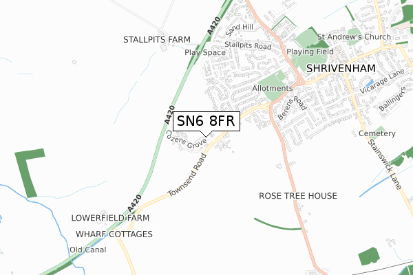 SN6 8FR map - small scale - OS Open Zoomstack (Ordnance Survey) SN6 8FR map - small scale - OS Open Zoomstack (Ordnance Survey)