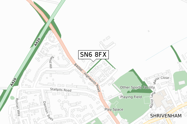 SN6 8FX map - large scale - OS Open Zoomstack (Ordnance Survey)