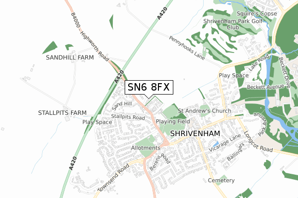 SN6 8FX map - small scale - OS Open Zoomstack (Ordnance Survey)