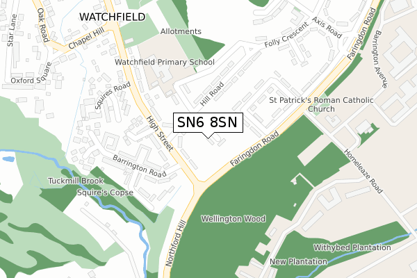 SN6 8SN map - large scale - OS Open Zoomstack (Ordnance Survey)
