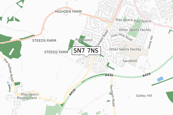 SN7 7NS map - small scale - OS Open Zoomstack (Ordnance Survey)