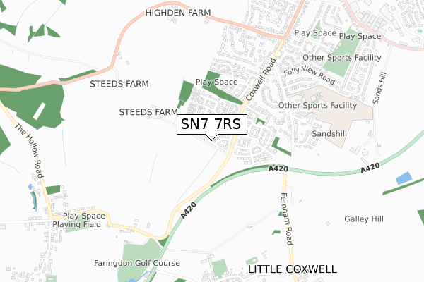 SN7 7RS map - small scale - OS Open Zoomstack (Ordnance Survey)