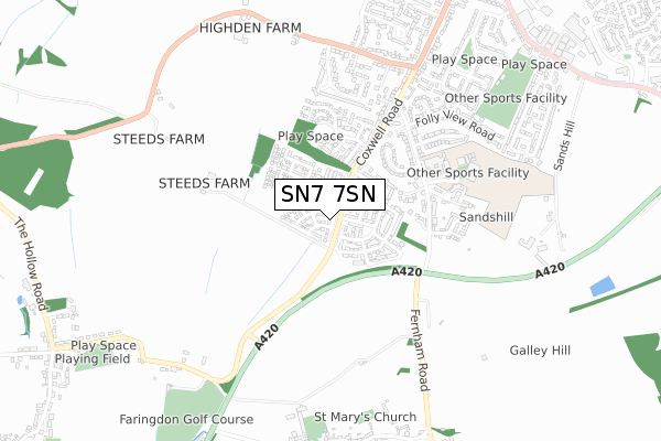 SN7 7SN map - small scale - OS Open Zoomstack (Ordnance Survey)
