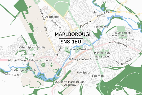 SN8 1EU map - small scale - OS Open Zoomstack (Ordnance Survey)
