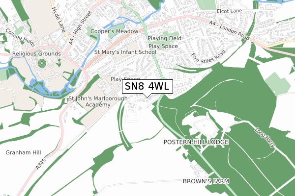 SN8 4WL map - small scale - OS Open Zoomstack (Ordnance Survey)