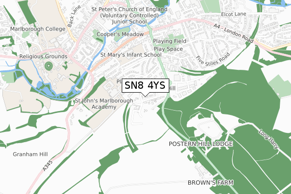 SN8 4YS map - small scale - OS Open Zoomstack (Ordnance Survey)