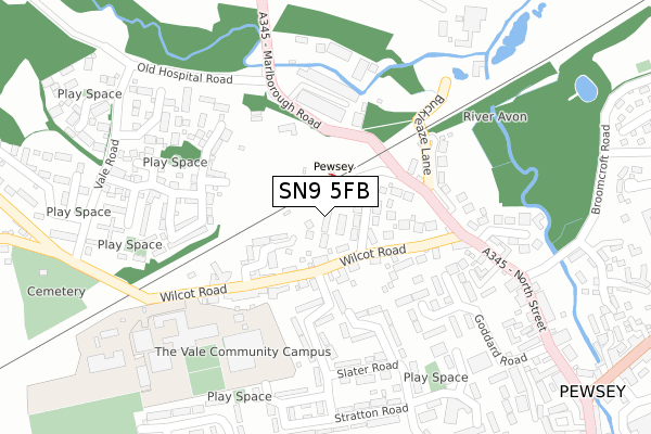 SN9 5FB map - large scale - OS Open Zoomstack (Ordnance Survey)