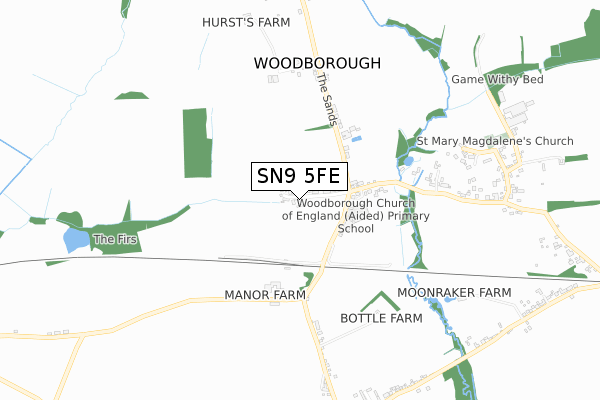 SN9 5FE map - small scale - OS Open Zoomstack (Ordnance Survey)