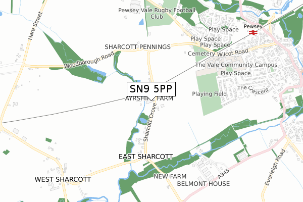 SN9 5PP map - small scale - OS Open Zoomstack (Ordnance Survey)