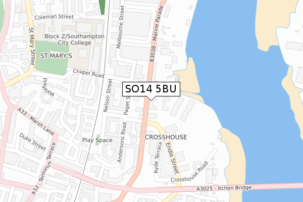 SO14 5BU map - large scale - OS Open Zoomstack (Ordnance Survey) SO14 5BU map - large scale - OS Open Zoomstack (Ordnance Survey)