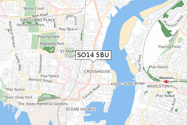 SO14 5BU map - small scale - OS Open Zoomstack (Ordnance Survey) SO14 5BU map - small scale - OS Open Zoomstack (Ordnance Survey)