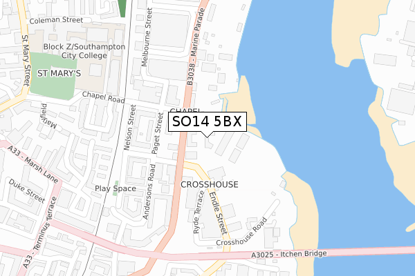 SO14 5BX map - large scale - OS Open Zoomstack (Ordnance Survey) SO14 5BX map - large scale - OS Open Zoomstack (Ordnance Survey)