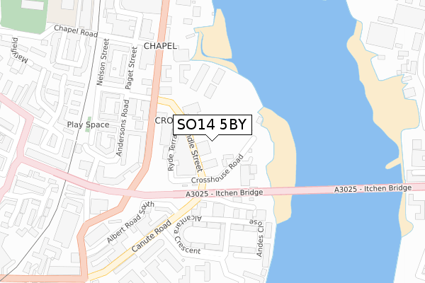 SO14 5BY map - large scale - OS Open Zoomstack (Ordnance Survey)