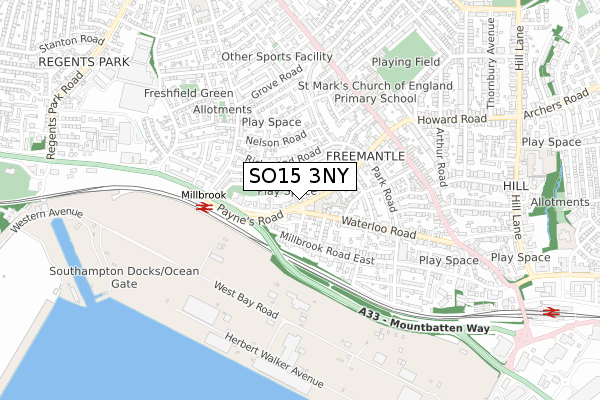 SO15 3NY map - small scale - OS Open Zoomstack (Ordnance Survey) SO15 3NY map - small scale - OS Open Zoomstack (Ordnance Survey)