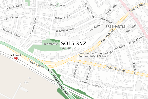 SO15 3NZ map - large scale - OS Open Zoomstack (Ordnance Survey) SO15 3NZ map - large scale - OS Open Zoomstack (Ordnance Survey)