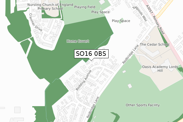 SO16 0BS map - large scale - OS Open Zoomstack (Ordnance Survey) SO16 0BS map - large scale - OS Open Zoomstack (Ordnance Survey)