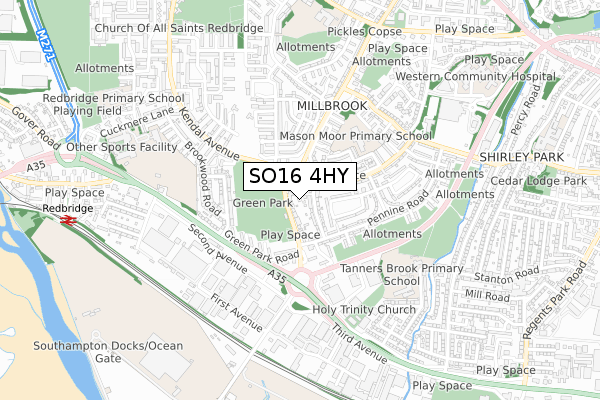 SO16 4HY map - small scale - OS Open Zoomstack (Ordnance Survey) SO16 4HY map - small scale - OS Open Zoomstack (Ordnance Survey)