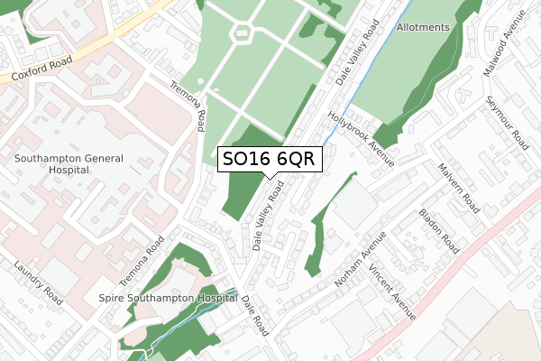 SO16 6QR map - large scale - OS Open Zoomstack (Ordnance Survey)