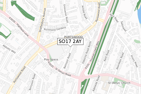 SO17 2AY map - large scale - OS Open Zoomstack (Ordnance Survey)
