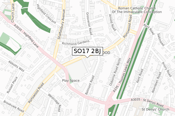 SO17 2BJ map - large scale - OS Open Zoomstack (Ordnance Survey)