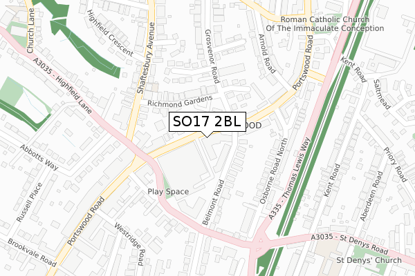 SO17 2BL map - large scale - OS Open Zoomstack (Ordnance Survey) SO17 2BL map - large scale - OS Open Zoomstack (Ordnance Survey)