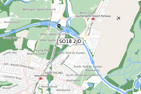 SO18 2JD map - small scale - OS Open Zoomstack (Ordnance Survey) SO18 2JD map - small scale - OS Open Zoomstack (Ordnance Survey)