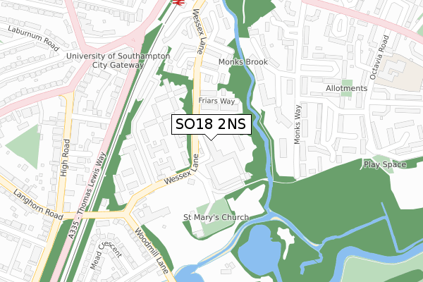 SO18 2NS map - large scale - OS Open Zoomstack (Ordnance Survey) SO18 2NS map - large scale - OS Open Zoomstack (Ordnance Survey)