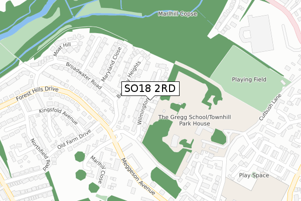 SO18 2RD map - large scale - OS Open Zoomstack (Ordnance Survey)