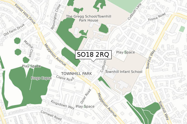 SO18 2RQ map - large scale - OS Open Zoomstack (Ordnance Survey)