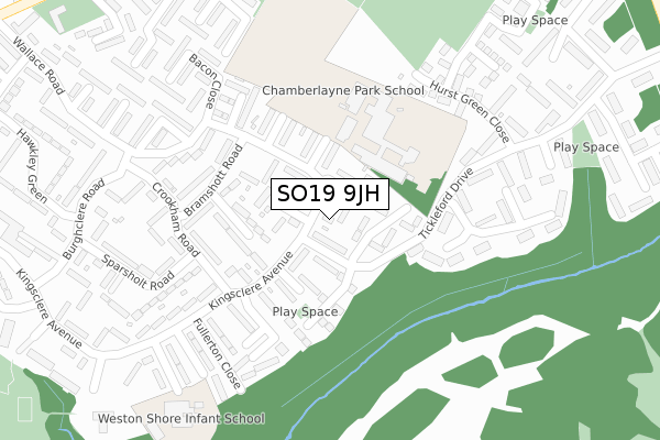 SO19 9JH map - large scale - OS Open Zoomstack (Ordnance Survey)