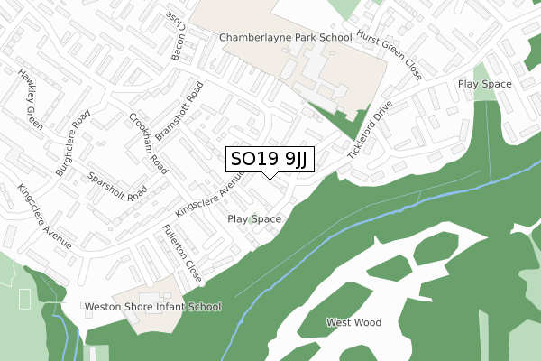 SO19 9JJ map - large scale - OS Open Zoomstack (Ordnance Survey)