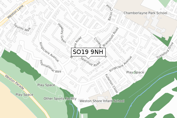 SO19 9NH map - large scale - OS Open Zoomstack (Ordnance Survey)