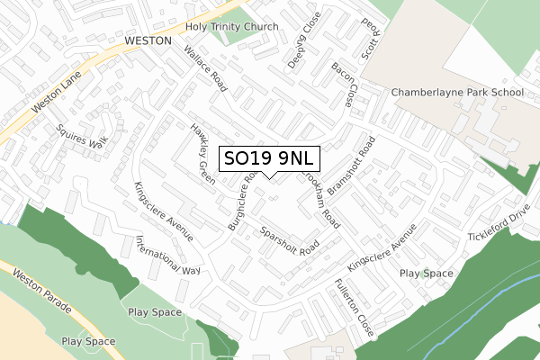 SO19 9NL map - large scale - OS Open Zoomstack (Ordnance Survey)