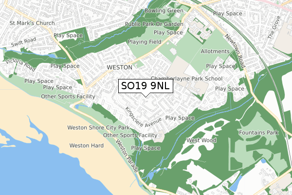 SO19 9NL map - small scale - OS Open Zoomstack (Ordnance Survey) SO19 9NL map - small scale - OS Open Zoomstack (Ordnance Survey)