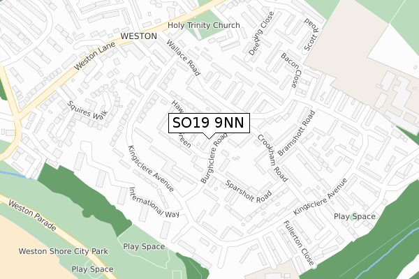 SO19 9NN map - large scale - OS Open Zoomstack (Ordnance Survey)