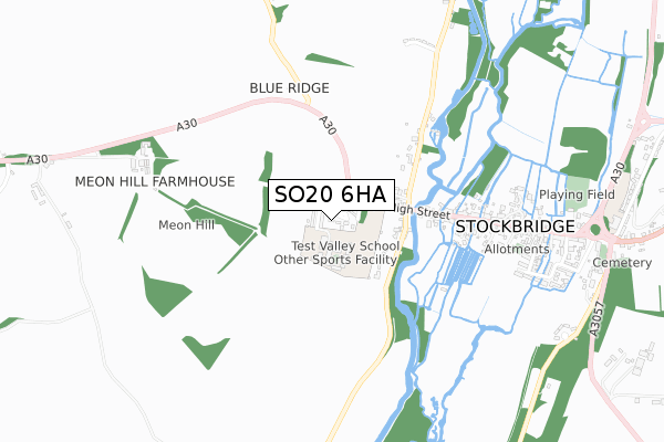 SO20 6HA map - small scale - OS Open Zoomstack (Ordnance Survey)