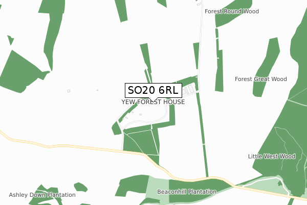 SO20 6RL map - small scale - OS Open Zoomstack (Ordnance Survey)