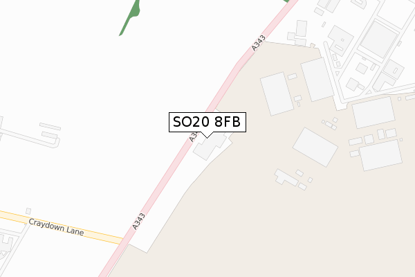 SO20 8FB map - large scale - OS Open Zoomstack (Ordnance Survey)