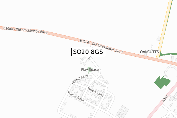 SO20 8GS map - large scale - OS Open Zoomstack (Ordnance Survey)