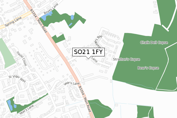 SO21 1FY map - large scale - OS Open Zoomstack (Ordnance Survey)